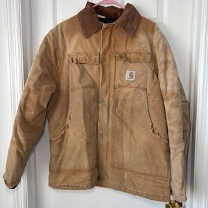 Vintage Carhartt Brown Utility Workwear Canvas Lined Jacket